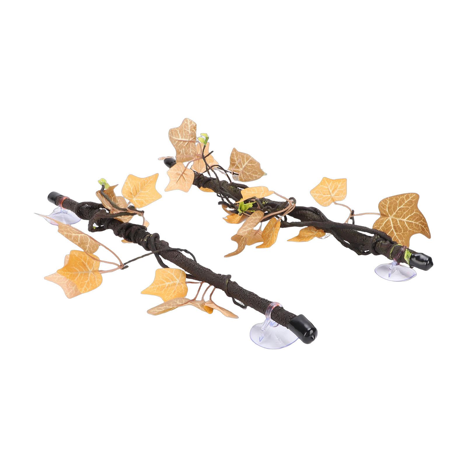 2pcs Reptile Climbing Branches with Suction Cups Realistic Plastic Reptile Branches Decor 45cm Length for Terrarium Decoration