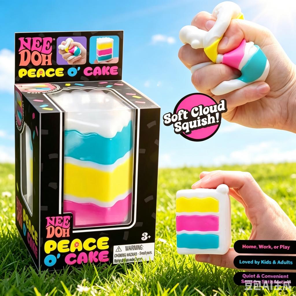 Nee Doh Peace O Cake Layered Slice Cake Squish Fidget Toy Soft Cloud Squeeze Toy Office Desk Stress Relief Gift For Kids