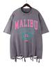 Malibu Beach Letter Prints Washed TShirt Cotton Women Oversized T Shirt Casual ONeck Short Sleeve Tops New Woman Clothes
