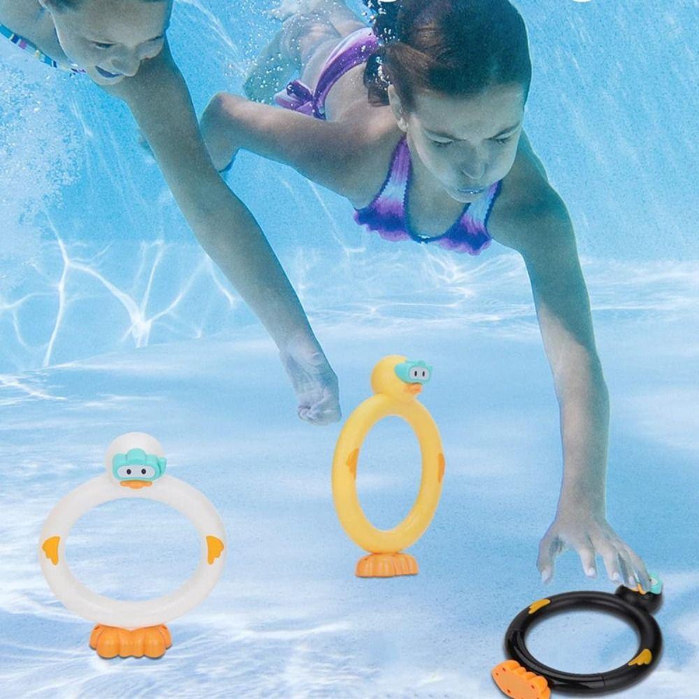 3pcs/set Pool Games Duck Water Ring Game Easy To Fill Pool Diving Toy Duck Dive Sticks Boys Girls