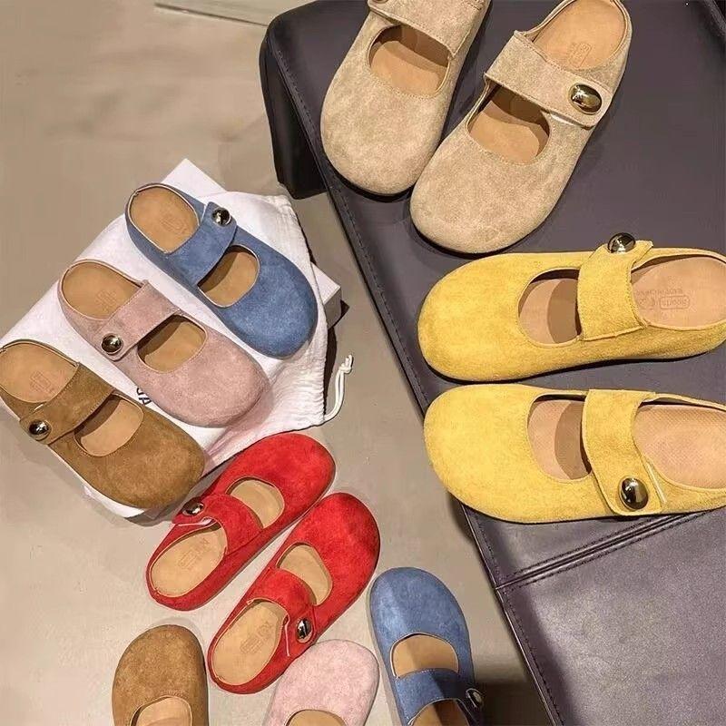 Fashion Retro Round Head Flat Bottom Shallow Mouth Single Shoes Women's Spring and Summer New Versatile Mary Jane Shoes