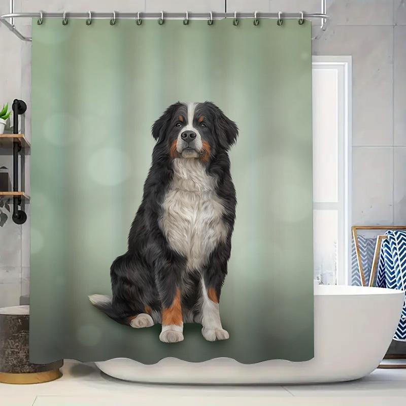 

Adorable Dog Print Shower Curtain Waterproof Fabric Home Decor Bathroom Liner Set For Kids Bathrooms W60H190(CM)-1 Pcs