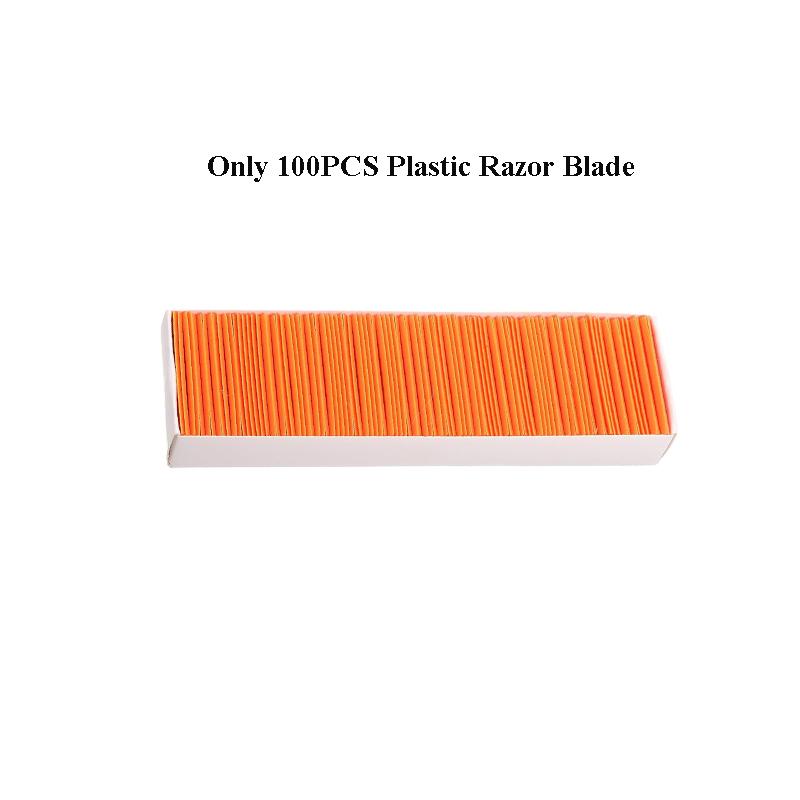 Plastic Razor Blade Scraper with 100 Pcs Plastic Blades Window Cleaning Scraper for Removal Glue Labels Sticker on Car Glass