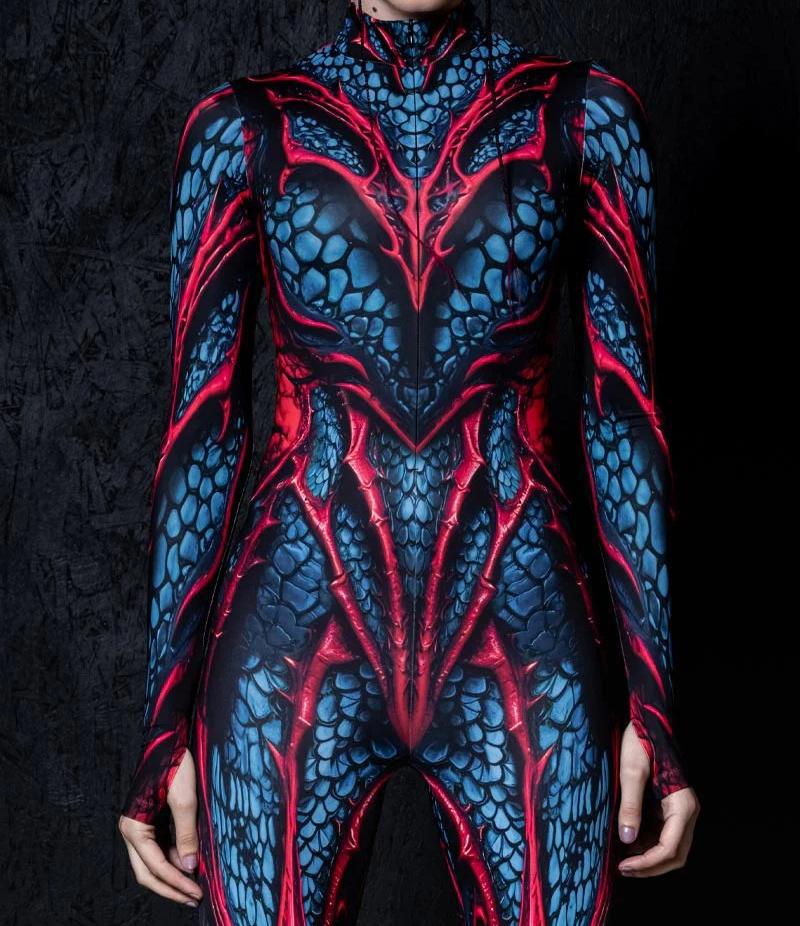 Femei 3D Digital Printing Halloween Cosplay dresuri Jumpsuit Adult dintr-o bucată carnaval petrecere scenă spectacol dans costum ținută