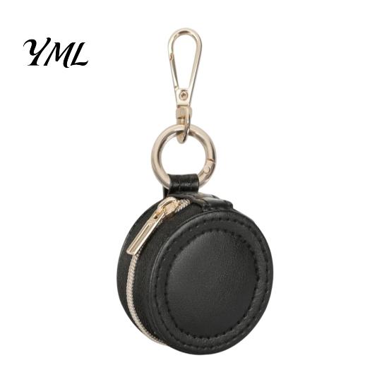 Small Storage for Earrings Portable Jewelry Box Keychain, PU Leather Travel Organizer Case, Soft Pouch Velvet Lining Secure Zipper Closure Rings