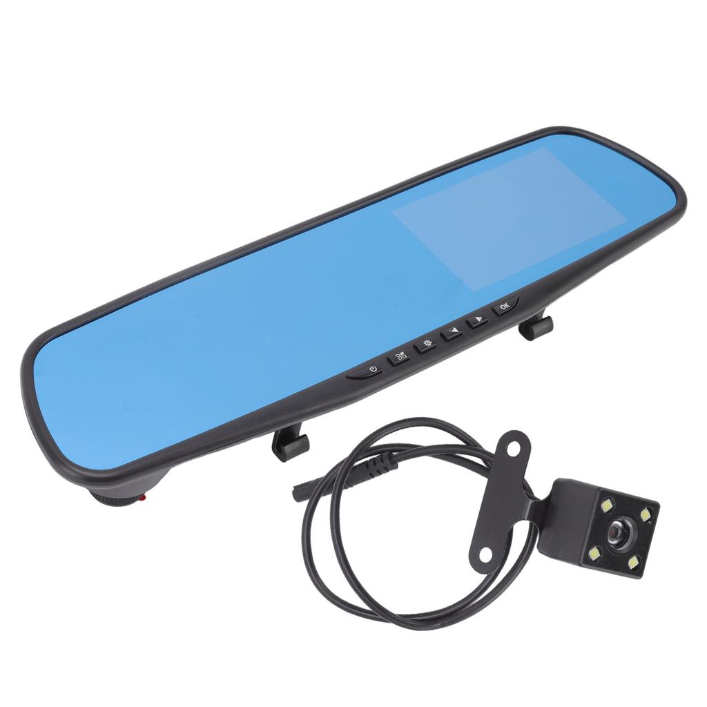 Rearview Mirror Dash Cam 4.3in Screen 1080p Loop Recording Built in G Sensor Parking Monitoring for Car