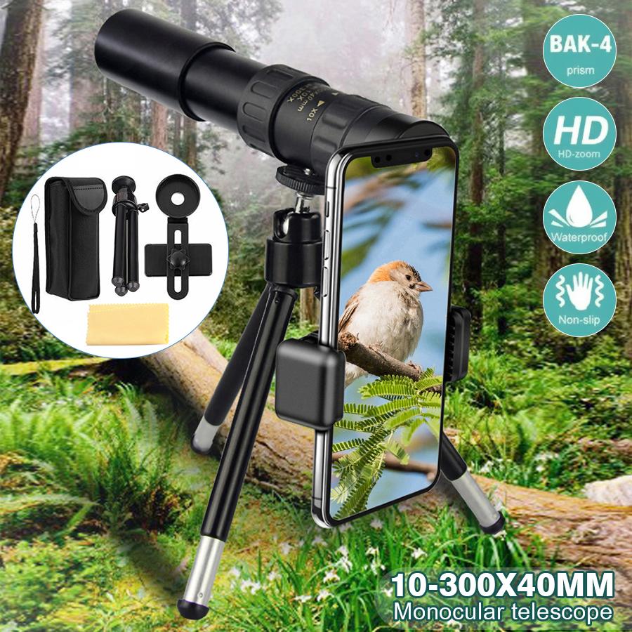 

PDTO Мини портативный 4K 10-300X40mm Супер Зум Монокулярный Телескоп ж / Штатив + Клип