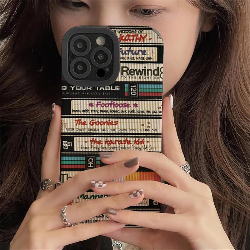 Fashion Art Letter Label Silicone Leather Case For iPhone 15 Plus 11 14 Pro Max 12 13 Mini X XS XR 7 8 SE Shockproof Full Cover