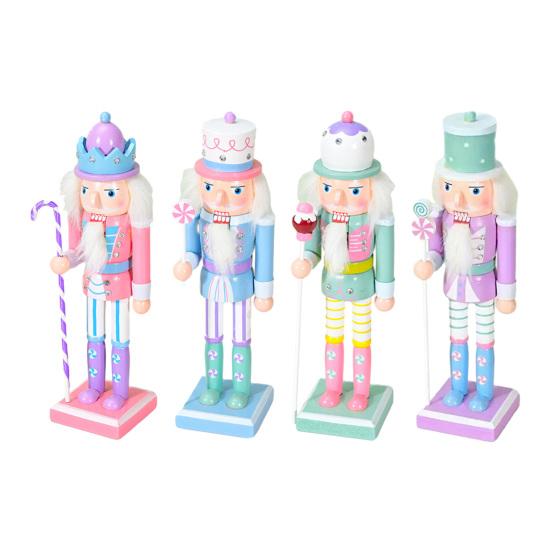 25CM Christmas Wooden Nutcracker Figurine Cartoon Soldier Figure Statue Sculpture Festival Holiday Party Ornament Decoration