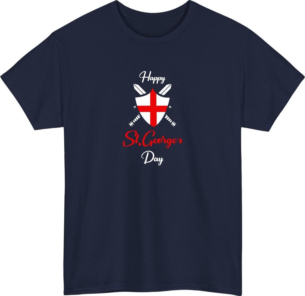 St Georges Day England Flag TShirt Celebration Shield Crossed Swords Tee S