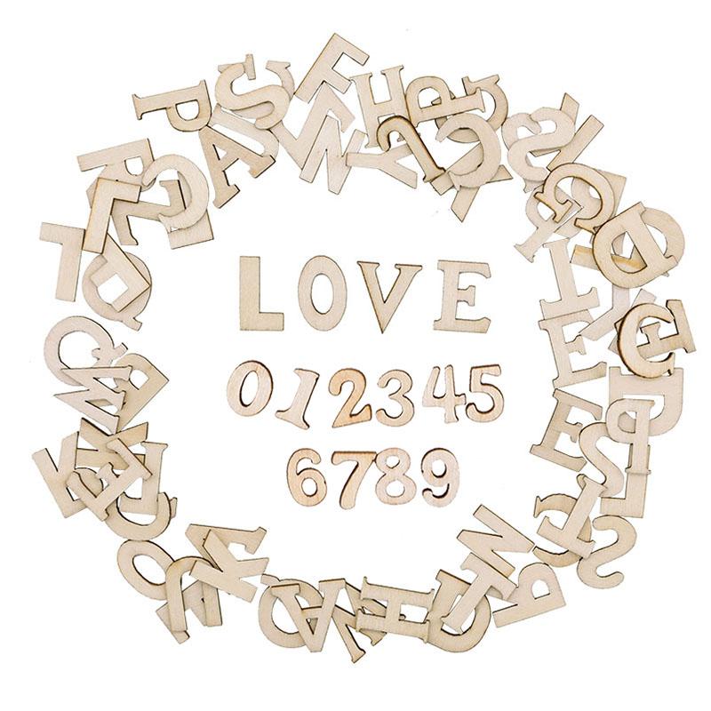 100pcs Wood English Alphabet Decorative Letters Wooden Numbers Mini Wood Ornaments Scrapbooking DIY Art Crafts for Decoration
