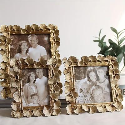 Creative Retro Gold Picture Frame with American Ginkgo Leaves Suitable for Decorative Painting 4-Inch 6-Inch Picture Frame