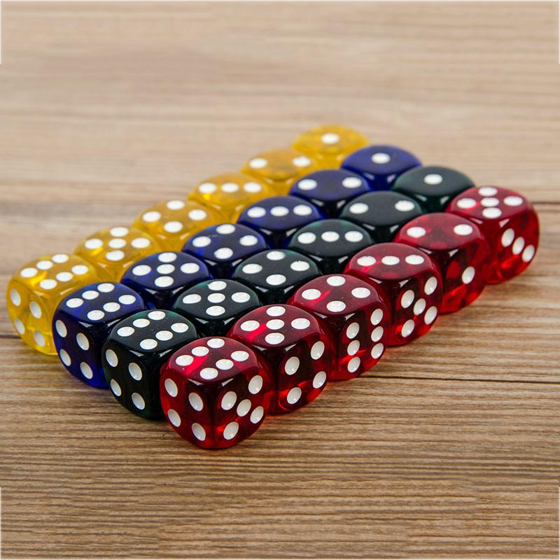 24 Pieces Set 16Mm Rounded Corners Playing Party Dices Four-Color Transparent Dice (Transparent Blue Green Yellow Red All 6)