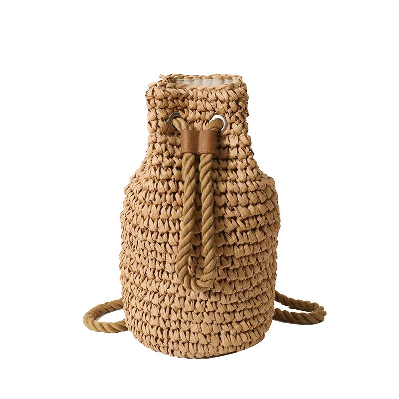 

Fashion Straw Solid Backpack Large Capacity Simple Versatile Bags for Women Designer Style in Summer