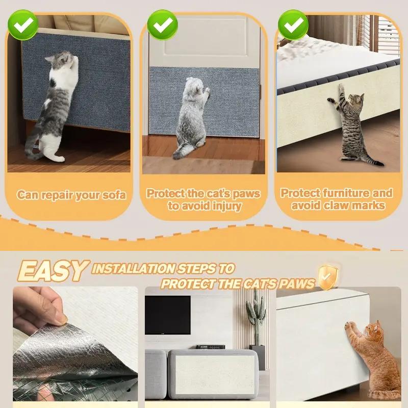 Trimmable Self-Adhesive Cat Scratcher Sofa Protector Cats Scratcher Pad Board Protection Paws Sharpen Crawling Mat Anti Carpet