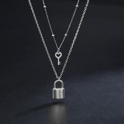 Teamer Punk Zahlenschloss Vorhängeschloss Anhänger Halskette für Damen Mode Schloss Schlüssel Edelstahl Mehrschichtige Choker Kette Schmuck Geschenke 2026