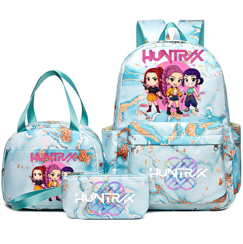 3Pcs/set Cartoon Kpop Printed Backpack with Handbag Pencil Case for Teenager Student Girl Boy Bookbag Schoolbag Women Large Capacity Travel Bag