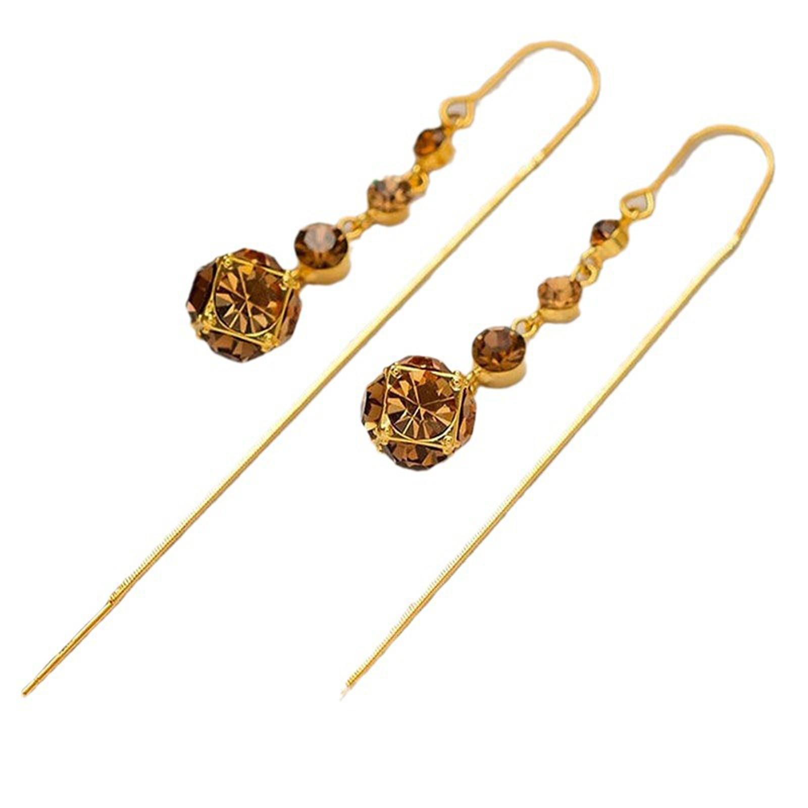 

Серьги-шарики с бриллиантами и элегантным дизайном с длинной кисточкой One Size