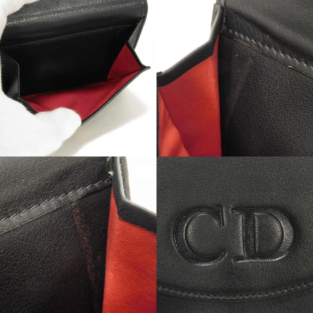 Used 10656 Trifold Wallet 7942, Old Style, Smooth Calfskin, Vintage, Old Red, Two-Tone CD Logo, Black, Unisex from