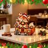 Indoor Xmas Ornaments Christmas Wooden Fox Village House Table Ornament, Wood Block Tabletop Holiday Gift for Friends Centerpiece Farmhouse