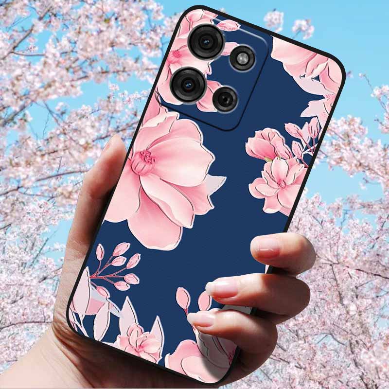 For Motorola Moto G15 4G/ G15 Power/G75 5G 3D Relief Flower Emboss Soft Silicone Cases Back Cover with 3D Flower Patter for G15