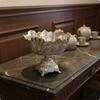 Pedestal Bowl Metal Embossed Floral for Tabletop S