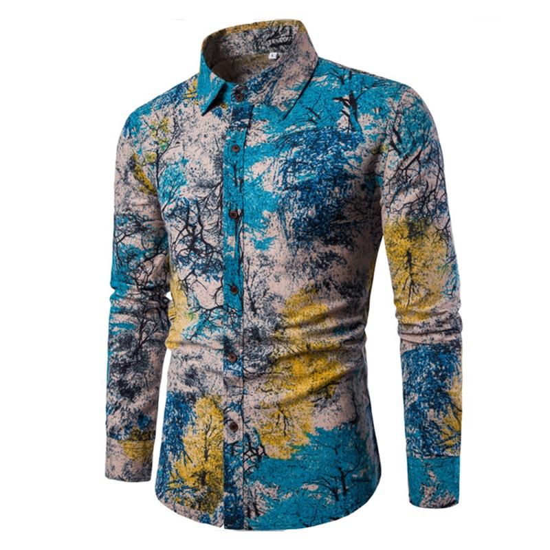 Fashion Mens Summer Casual Dress Shirt With Vibrant Floral Design And Comfortable Cotton Blended Fabric