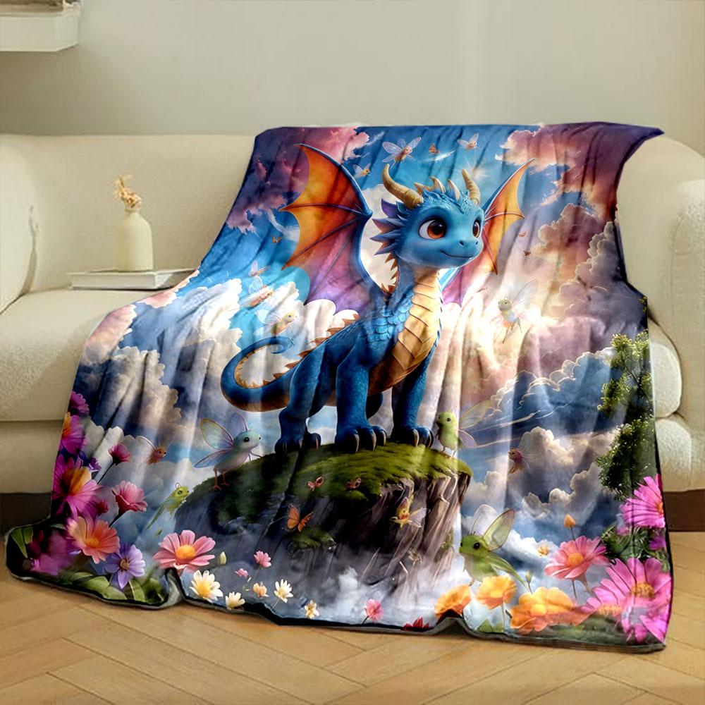 Dream Flying Dragon Print Warm Comfortable Blanket Home Travel Camping for Adults and Kids Multiple Size Options Available.