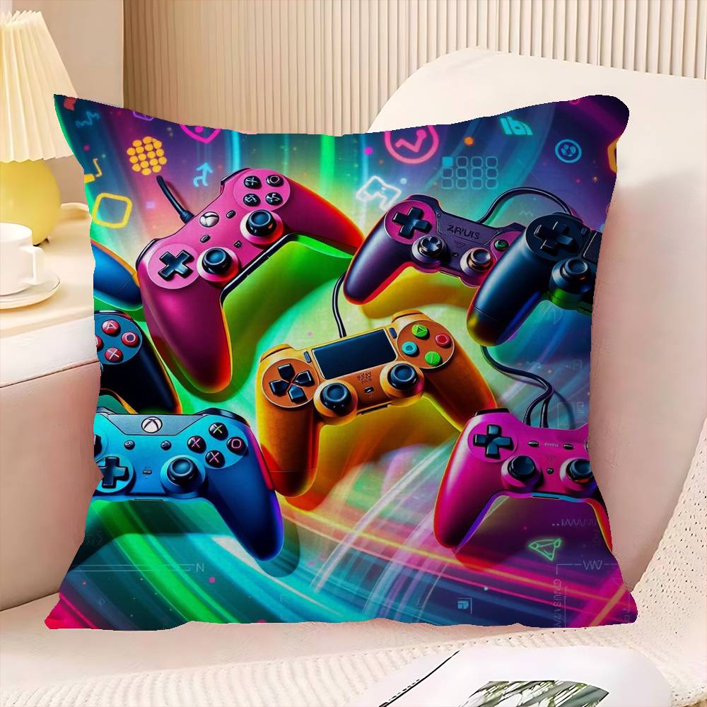 Gamer Casual Carpet With Controller Cushion Cover Car Throw Pillow Case For Sofa Car Christmas Gift 40x40cm 45x45cm