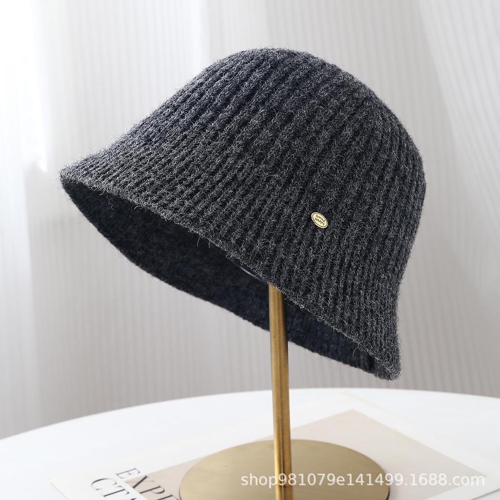 Solid color exquisite feeling women's bucket hat retro trend basin hat new simple personality temperament texture bucket hat