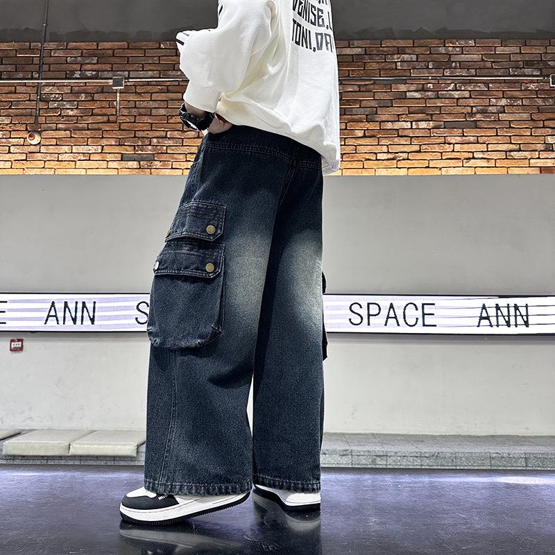 Jeans a Gamba Larga Stile Streetwear per Ragazzi - Trendy Collezione Primavera/Autunno 2026 per Bambini Più Grandi