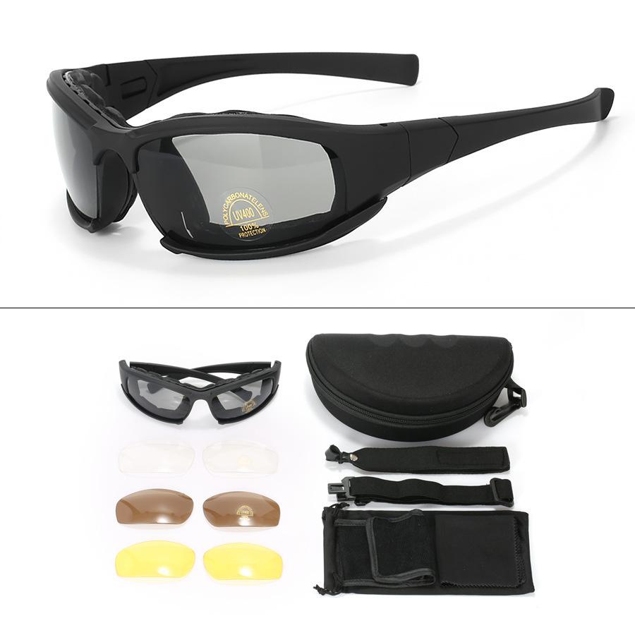 CS Shooting Tactical Self-Polarized Goggles Sports Goggles Cycling Dustproof Glasses for Men and Women Black PC Suit
