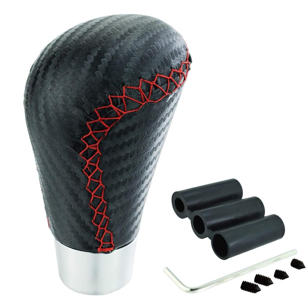 Lunsom R-Form Schaltknauf Leder Schaltknauf Universal Auto Manuell Auto (Rote Nähte)