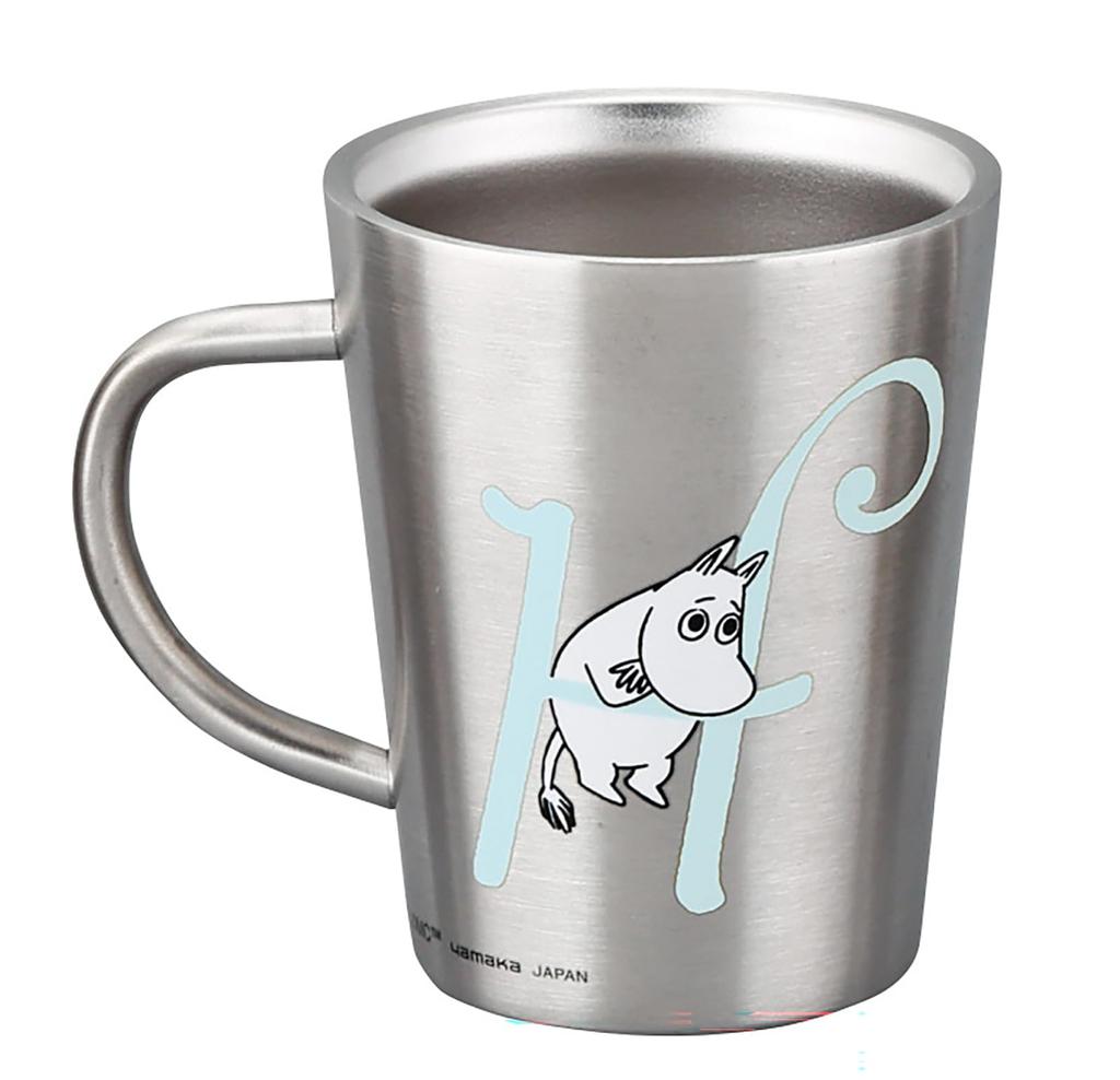 Moomin Stainless Steel Retains Diameter 9 X Initial Birthday Miscellaneous Made In Mug, Heat-resistant, Heat, Double-walled, 360ml, Approx. 11cm, "H",