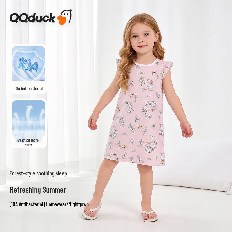 QQ DUCK Girls  Summer Cotton Ruffle Sleeve Nightgown 100