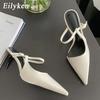 Fashion Eilyken Spring New Brand Women Slipper Fashion Pointed Toe Slip On Ladies Elegant Slip On Mules Thin High Heel Pumps