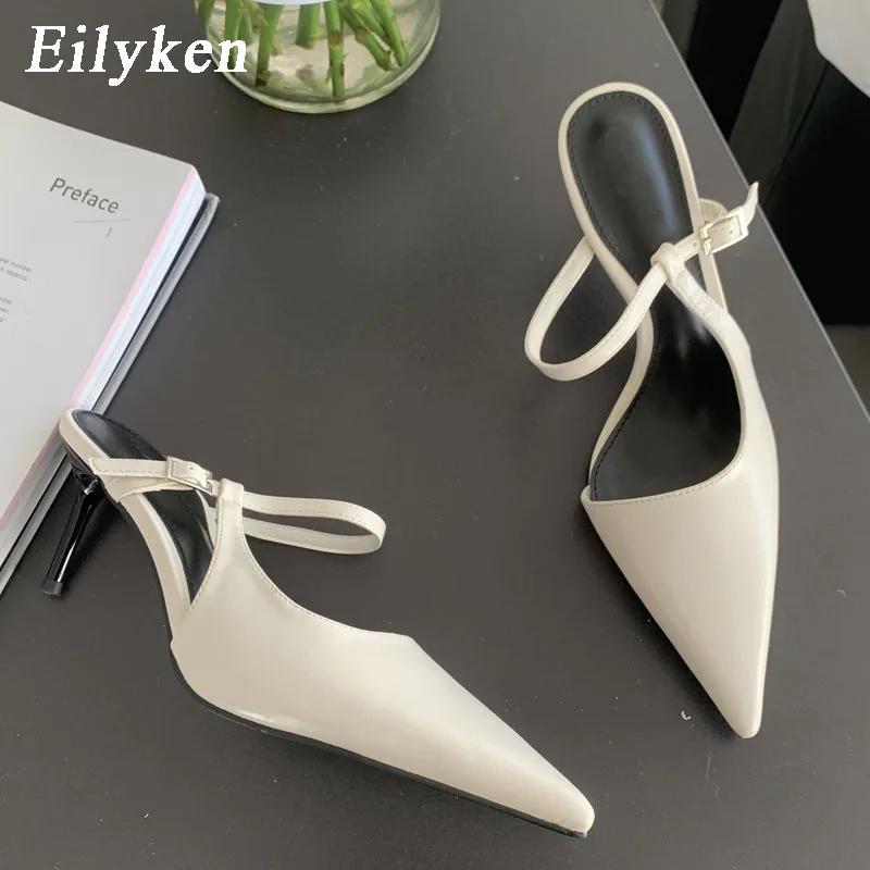 Fashion Eilyken Spring New Brand Women Slipper Fashion Pointed Toe Slip On Ladies Elegant Slip On Mules Thin High Heel Pumps