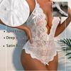 Sexy Lace Erotic Pajamas Conjoined Crotch Opening Teasing Without Taking Off Women's Sexy Lingerie Set See-through Erotic Clothes