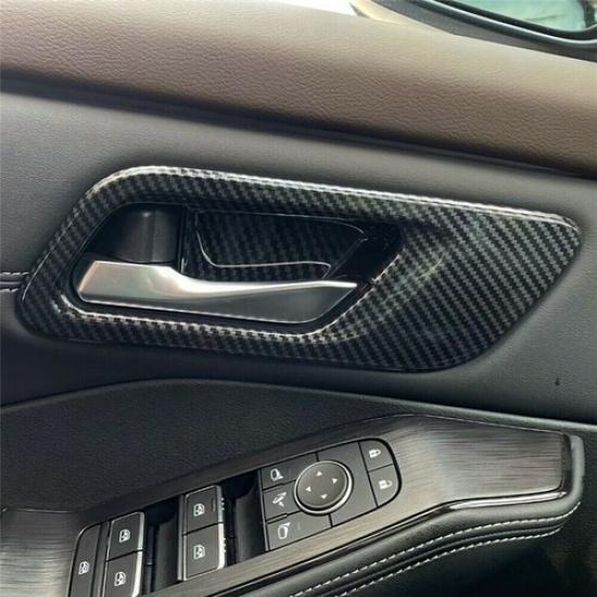 Carbon Fiber 4X Inner Door Handle Bowl Cover Trim For Nissan Rogue X-Trail 2021