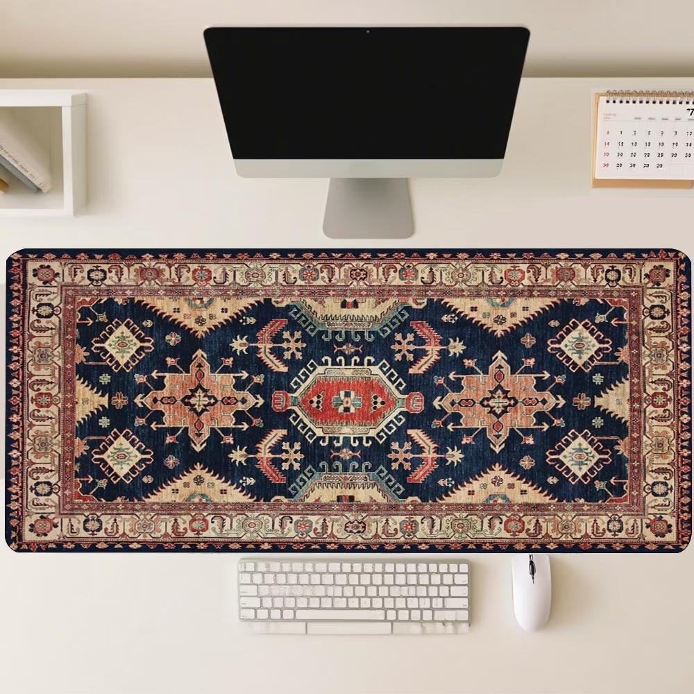 Persian Oriental Geometric Pattern Mouse Pad Large Red Green Desk Mat Tribal Nonslip Rubber Mousepad Office Tribal Ethnic