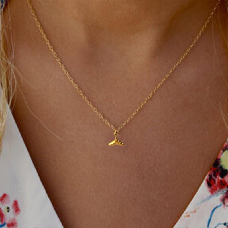 Rose Gold Mermaid Fishtail Pendant Necklace - Colorfast Titanium Steel Clavicle Chain for Women