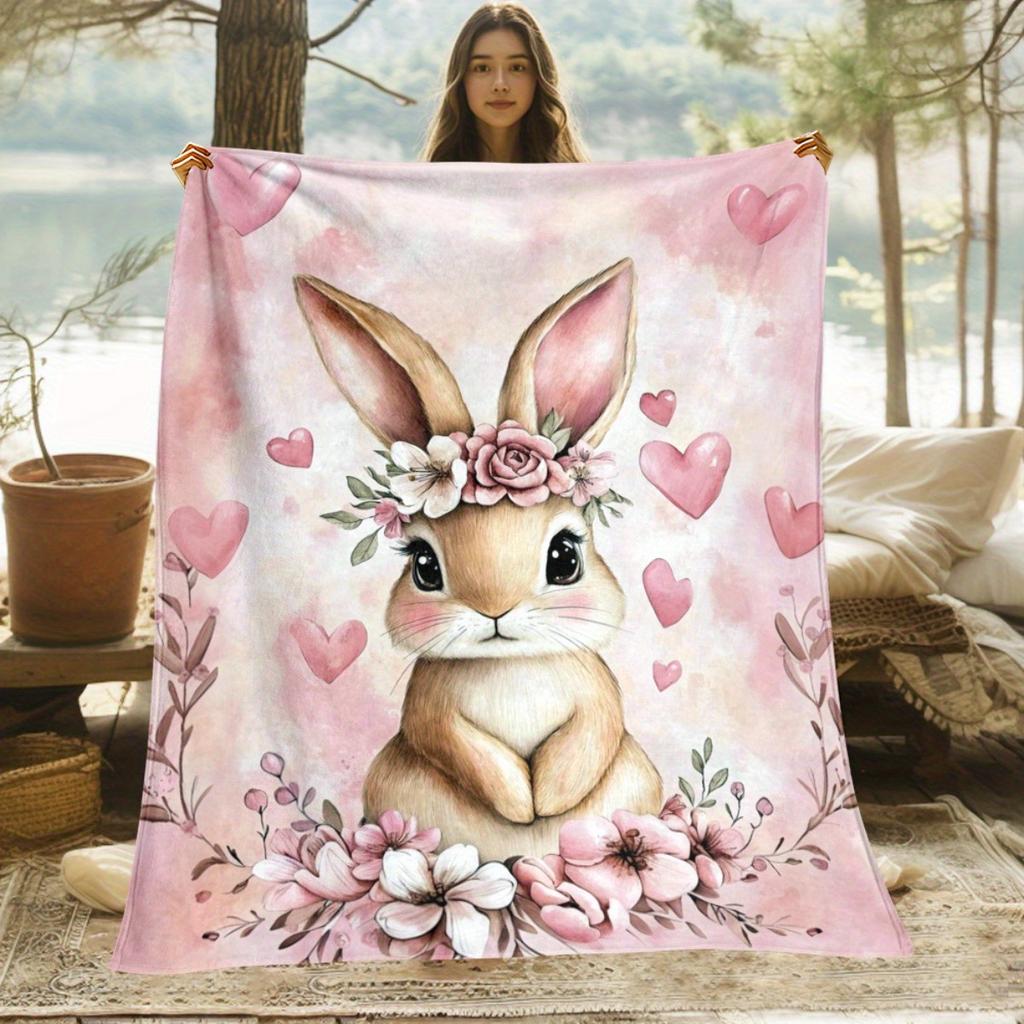 1pc of Adorable Rabbit-Themed Blanket - a Lightweight Bedding Accessory Perfect for Sofas, Beds, Travel, Camping, Living Rooms, Offices, And