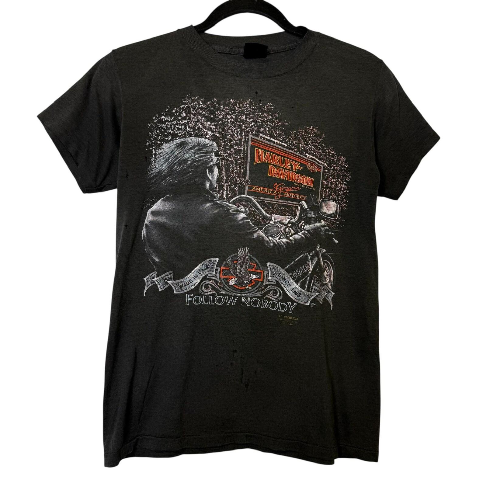 1989 Harley Davidson Chop Shop 3D Emblem T shirt Sz M (B471) S