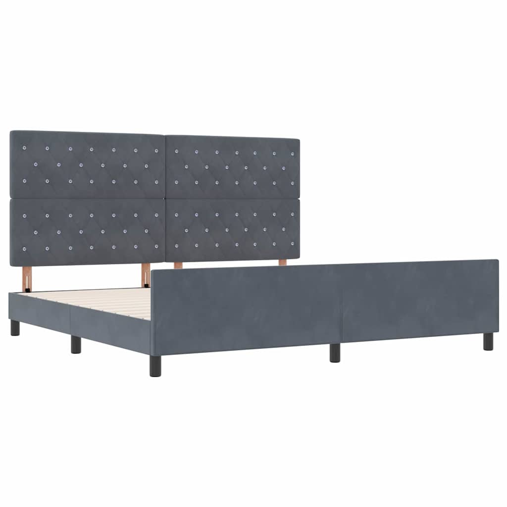 Boxspring Bed with Headboard Dark Grey 200 x 200 cm Velvet