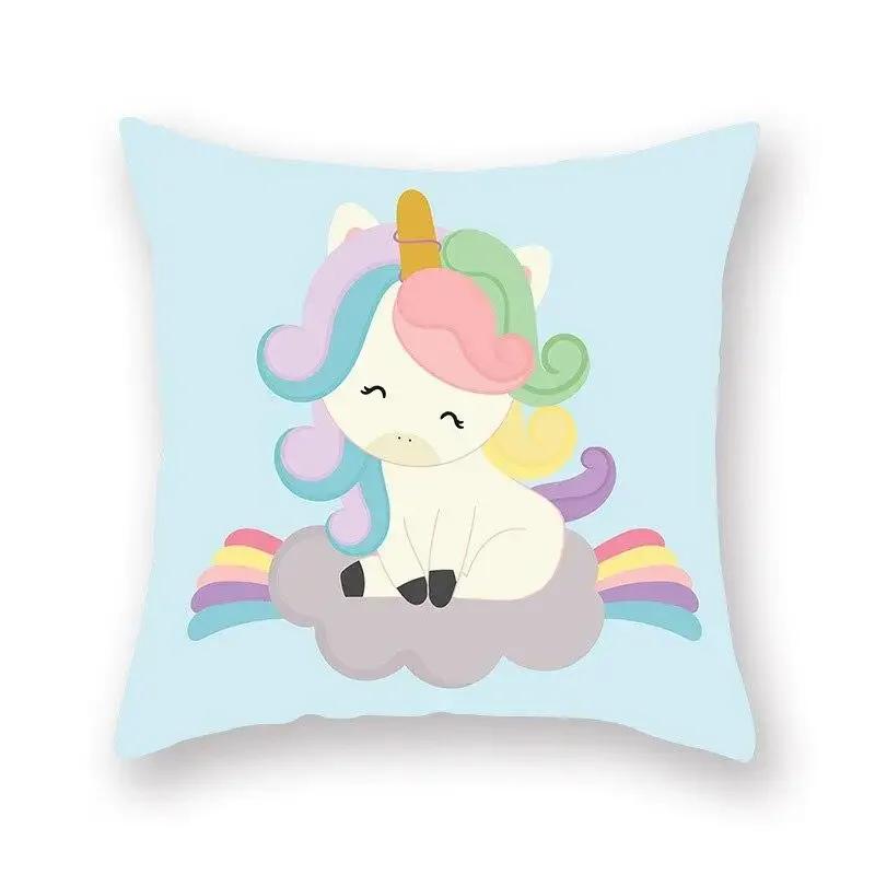 Einhorn-Print Kissenbezug Partydekoration Geburtstag Pfirsichhaut Kissenbezug