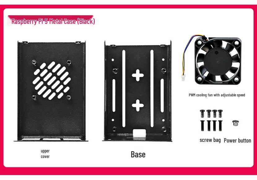 Raspberry Pi 5 Metal Case with Cooling Fan & PWM Speed Control