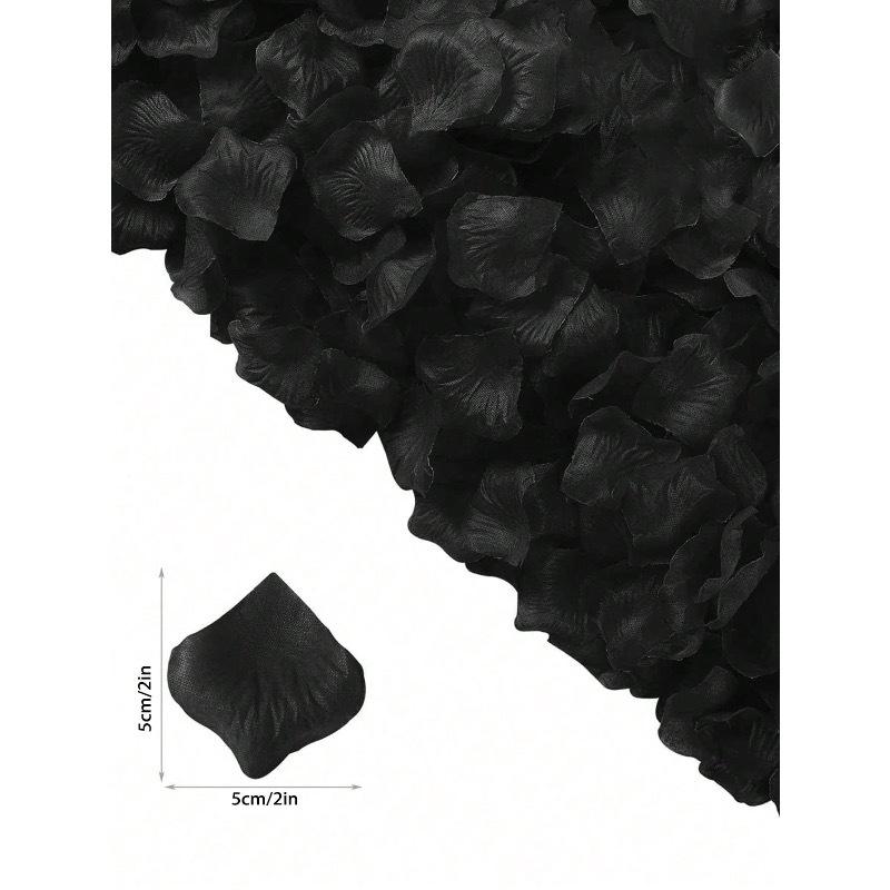 2000pcs- Rayon Rose Petal Decoration Rose Petal Black For Wedding Party Halloween Decoration, Gift Box Filler, Rose Ya Romantic, Rose Petal Proposal