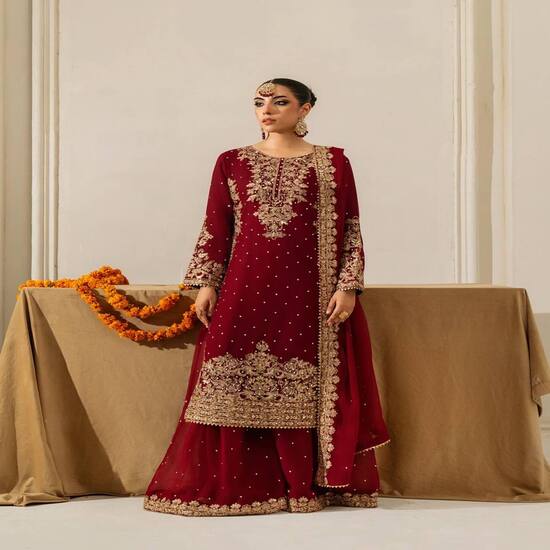 Elegant Coding Embroidered Sequence Work and Moti Work Beautiful Designer Set*