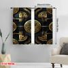 2D flat printing 2pcs Curtains Gold geometric pattern 100% Polyester,Without Electricity Holiday Decorations Suitable for
