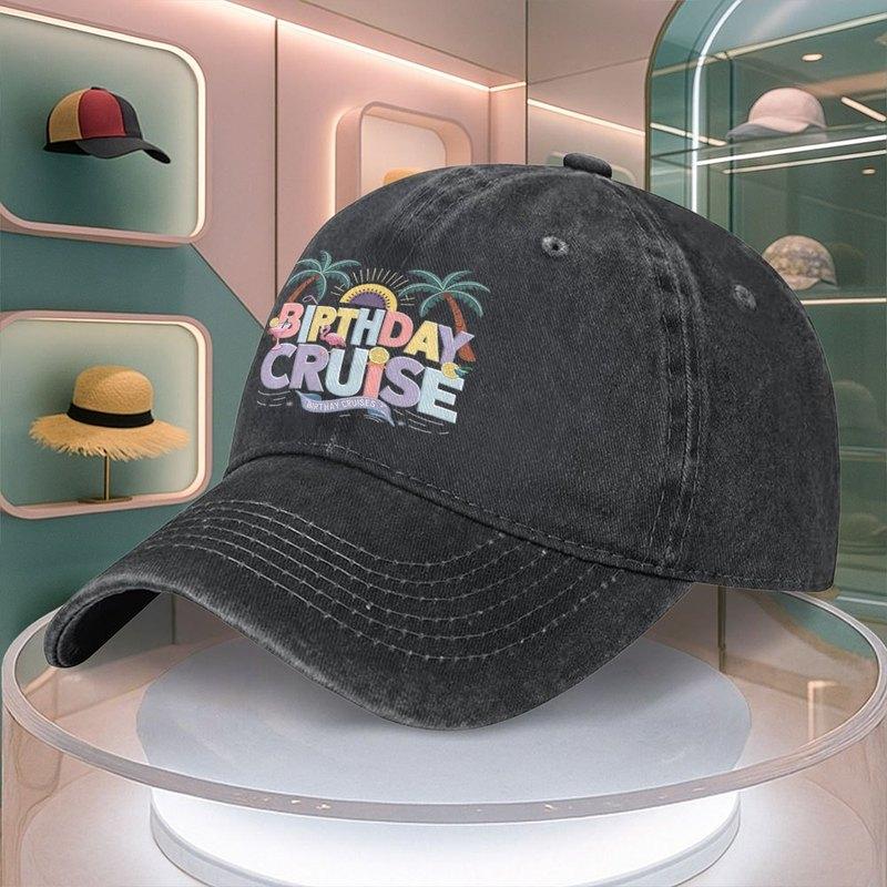 Birthday Cruise Printed Baseball Cap For Men Women Curved Brim Dad Hat Adjustable Duck Tongue Hat Multiple Colors